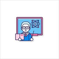 Teacher with a book and a computer icon vector