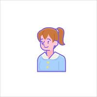 A girl avatar with a ponytail and a ponytail vector