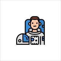 An astronaut icon with a helmet and a space suit vector
