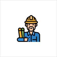 A man in a hard hat holding a pair of tools vector
