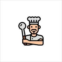 A chef holding a spoon icon vector