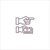 A hand pointing to a money bill icon vector