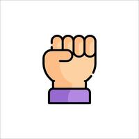 A fist icon with purple and white background vector