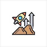 A rocket is flying over a mountain and a mountain is rising vector