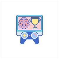 A game controller with a brain and a trophy vector