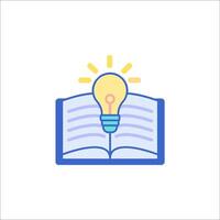 An open book with a light bulb on top vector