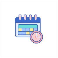 A calendar and clock icon on a white background vector