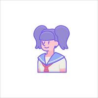 A girl with a ponytail and a tie vector