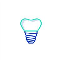 A tooth with a blue and green outline vector