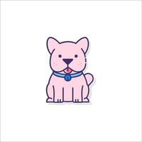 A cute pink dog with a collar on a white background vector