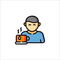 A man with a cup of coffee icon vector