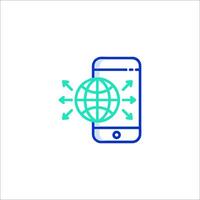 Mobile phone with globe icon vector