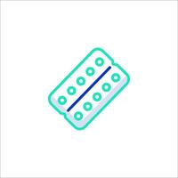 A pill with a blue and green outline vector
