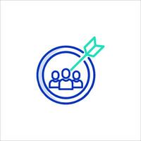 A blue arrow pointing at a group of people vector