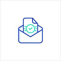 An email with a check mark icon vector