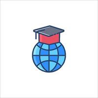 A globe with a graduation cap on it vector