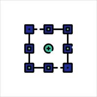 A square with a green arrow and a blue square vector