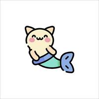 A cute cat mermaid with a tail vector