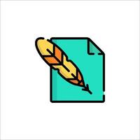 A feather and paper icon on a white background vector