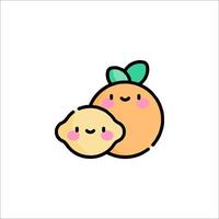 An orange and lemon are sitting next to each other vector