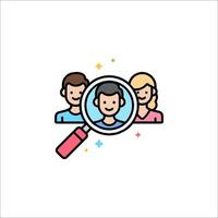 People looking at a magnifying glass icon vector