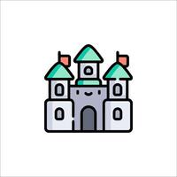 A castle icon with a green roof vector