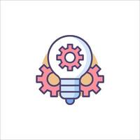 An icon of a light bulb with gears inside vector