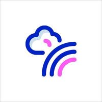 A blue and pink cloud with a rainbow on it vector