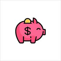 Pink piggy bank with dollar sign icon vector