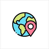 A map pin icon with a globe on it vector