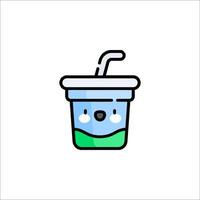 A cup with a straw and a face on it vector
