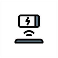 A black and white icon of a phone charging vector