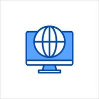 A computer monitor with a globe icon vector