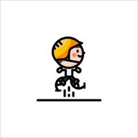 A cartoon character running with a helmet on vector