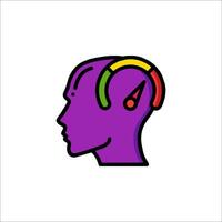 A purple head with a meter on it vector