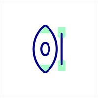 A blue and green icon of a pair of glasses vector