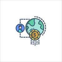 A globe with a coin and a person on it vector