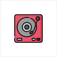 A red and black record player icon on a white background vector