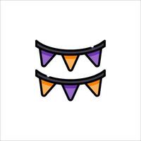 Two halloween bunting flags on a white background vector