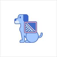 A dog with a blue square on its back vector