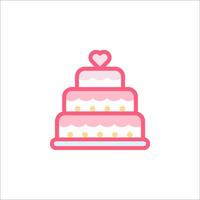 A pink cake with hearts on top vector
