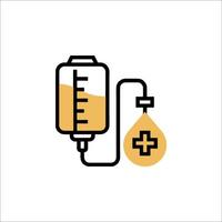 A drip and a syringe with a cross on it vector