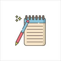 Notebook with pen and star icon vector