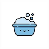 A blue bowl with a smiling face and bubbles vector