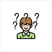 A man with question marks on his head vector