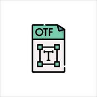 The word otf is written on a piece of paper vector