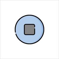 A blue square button with a black square in the middle vector