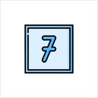 A blue and white icon of a number seven vector