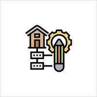 A house with a clock and gears on it vector