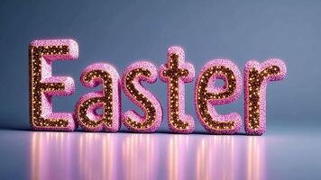 Illuminated Easter text sparkles with pink and gold lights, celebrating spring and Christian traditions video